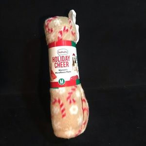 Christmas Pajama Pants Medium PJs Candy Canes Tan Red New with Tags